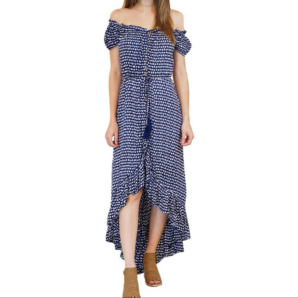 Off the shoulder high low dress